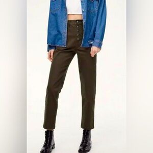 Wilfred Free Belen High Rise Pants 8 Brown Exposed Button Fly